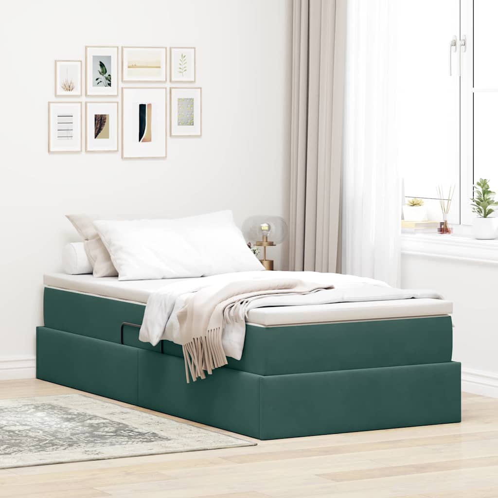 Letto con contenitore e materasso Verde Scuro 90 x 200 cm 3370278