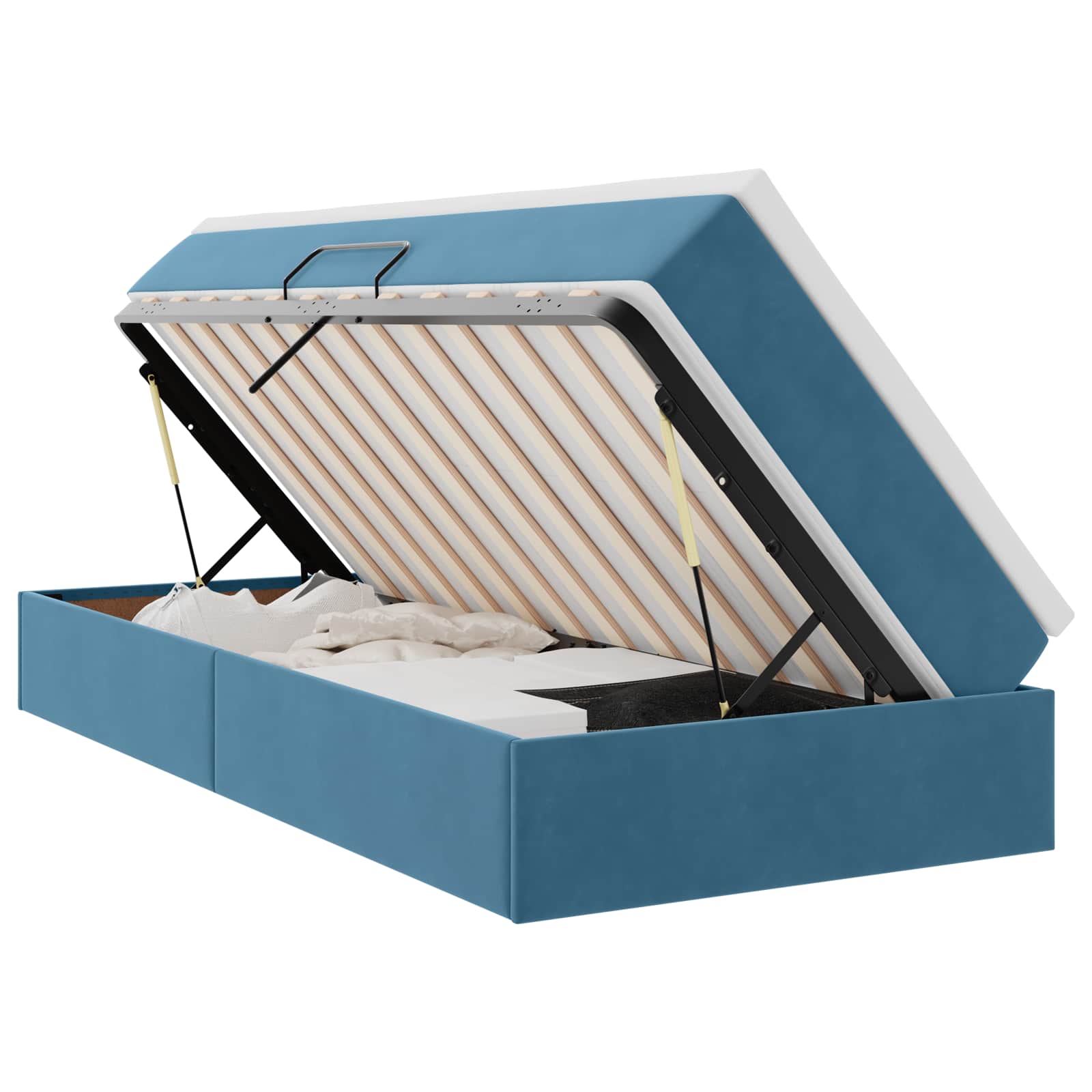 Letto con contenitore e materasso Blu Scuro 90 x 200 cm Velluto 3370279