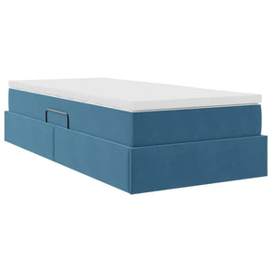 Letto con contenitore e materasso Blu Scuro 90 x 200 cm Velluto 3370279