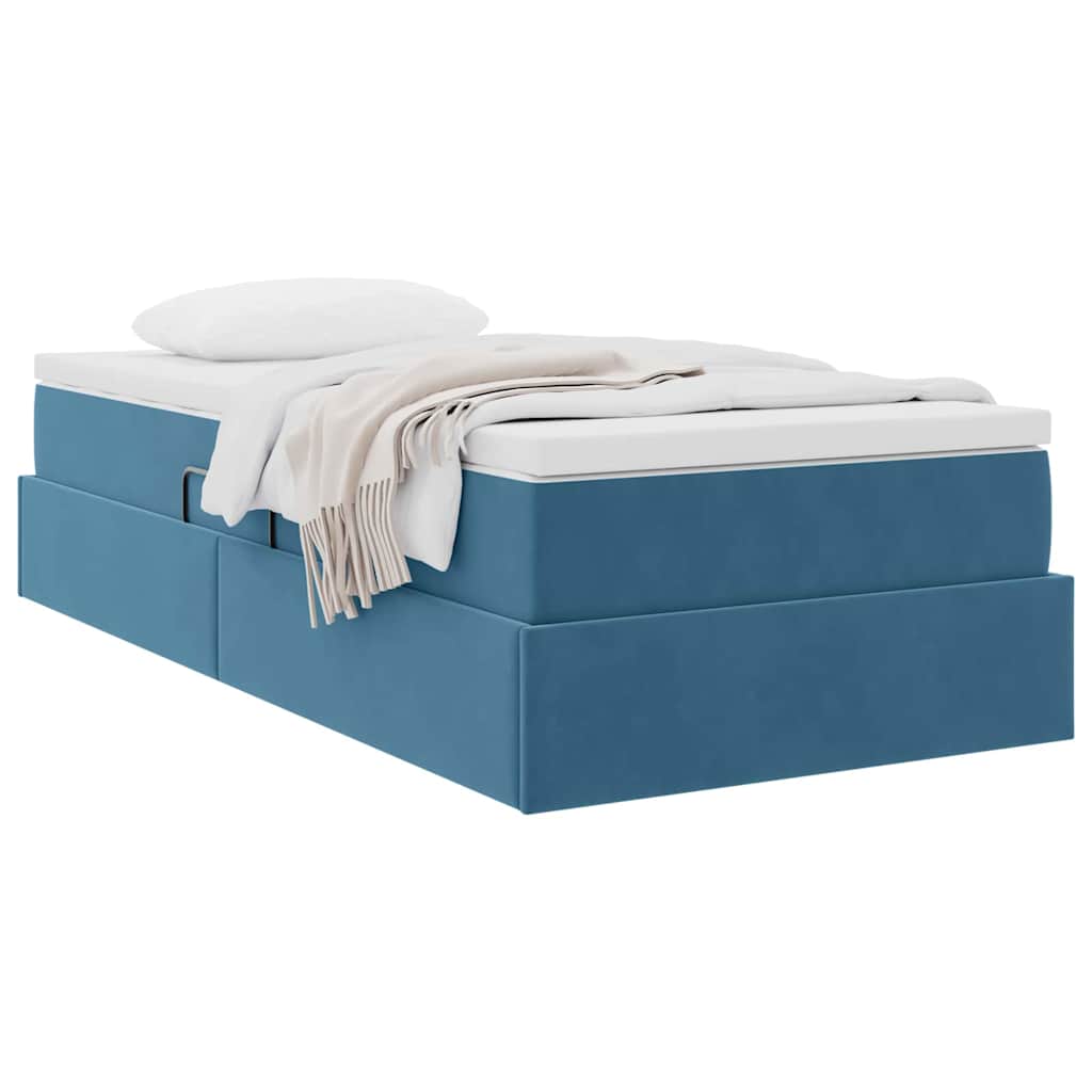 Letto con contenitore e materasso Blu Scuro 90 x 200 cm Velluto 3370279