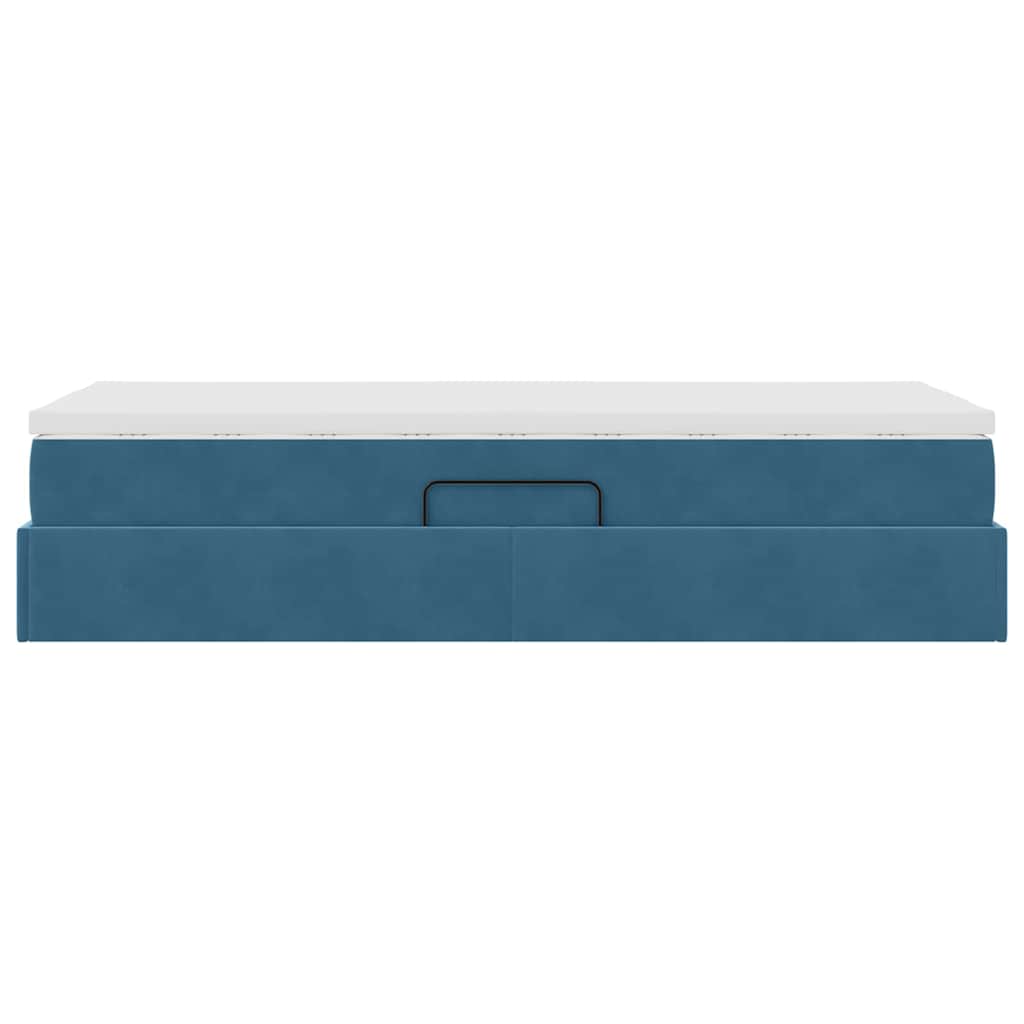 Letto con contenitore e materasso Blu Scuro 90 x 200 cm Velluto 3370279