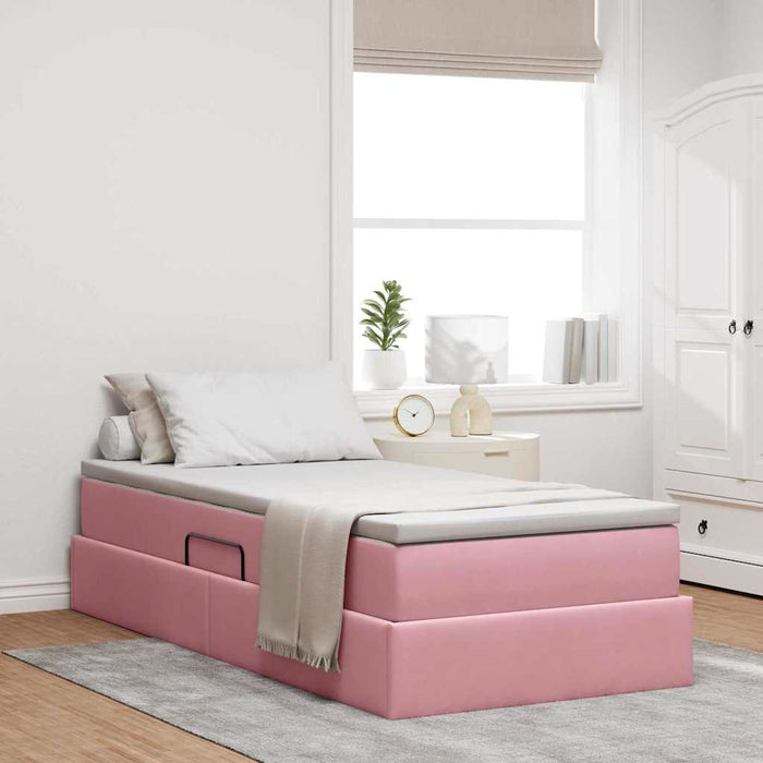 Letto con contenitore e materasso Rosa 90 x 200 cm Velluto 3370280