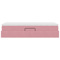 Letto con contenitore e materasso Rosa 90 x 200 cm Velluto 3370280
