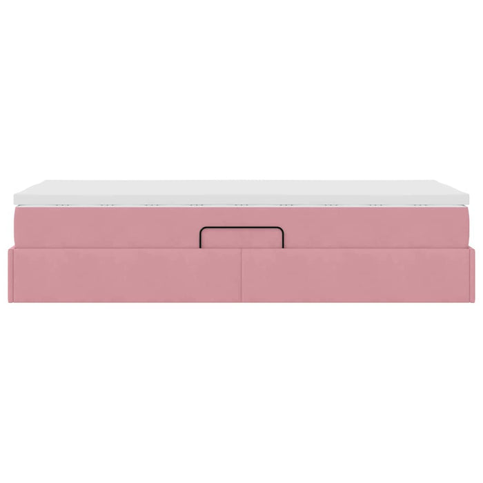 Letto con contenitore e materasso Rosa 90 x 200 cm Velluto 3370280