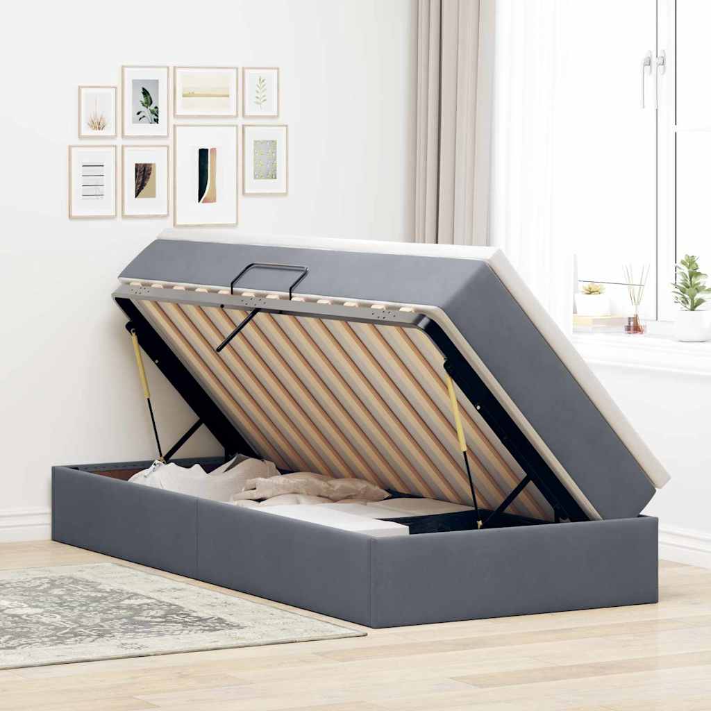 Letto con contenitore e materasso Grigio scuro 100 x 200 cm 3370282
