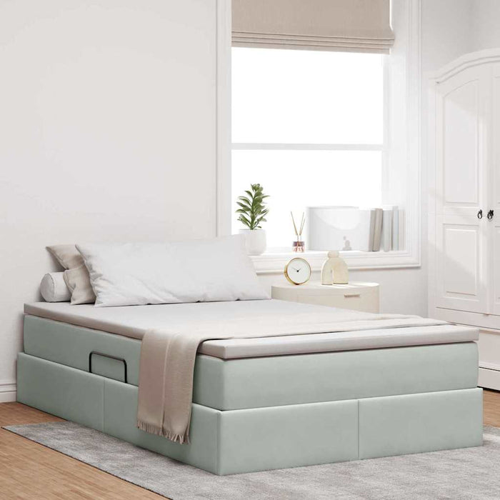 Letto con contenitore e materasso Grigio chiaro 120 x 200 cm