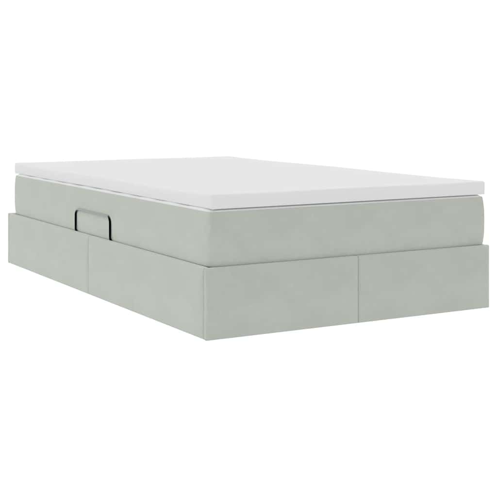 Letto con contenitore e materasso Grigio chiaro 120 x 200 cm