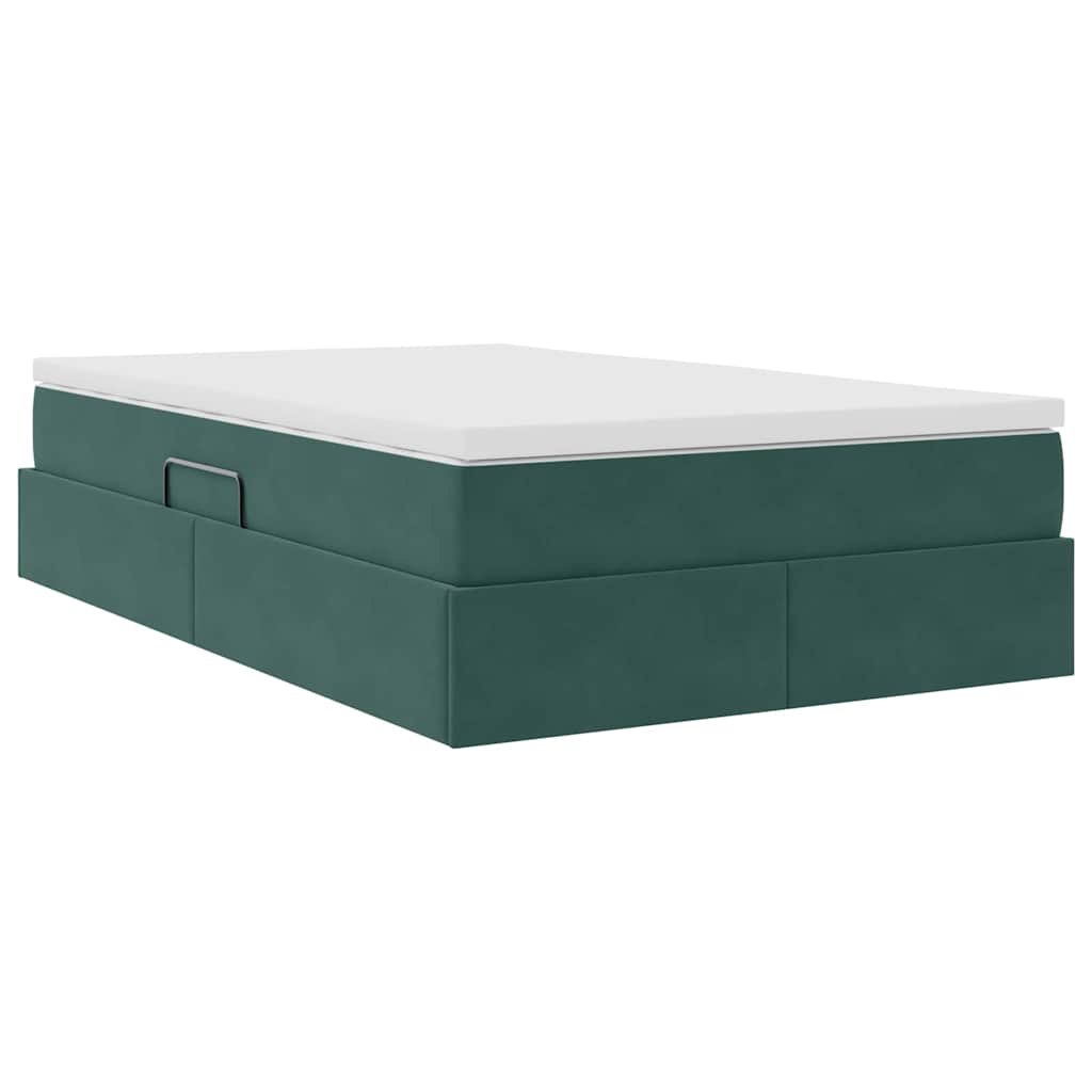 Letto con contenitore e materasso Verde Scuro 120 x 200 cm