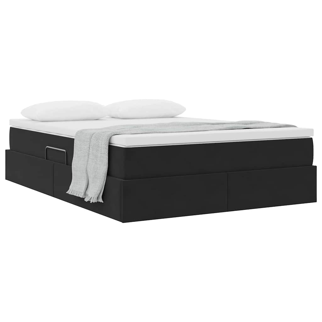 Letto con contenitore e materasso Nero 140 x 190 cm Velluto