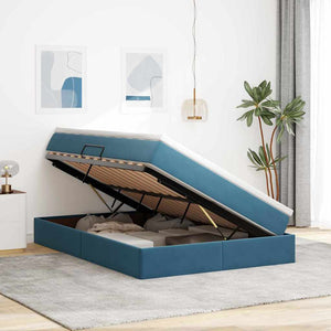 Letto con contenitore e materasso Blu Scuro 140 x 190 cm