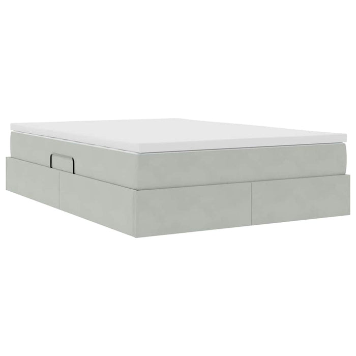 Letto con contenitore e materasso Grigio chiaro 140 x 200 cm