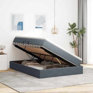 Letto con contenitore e materasso Grigio scuro 140 x 200 cm