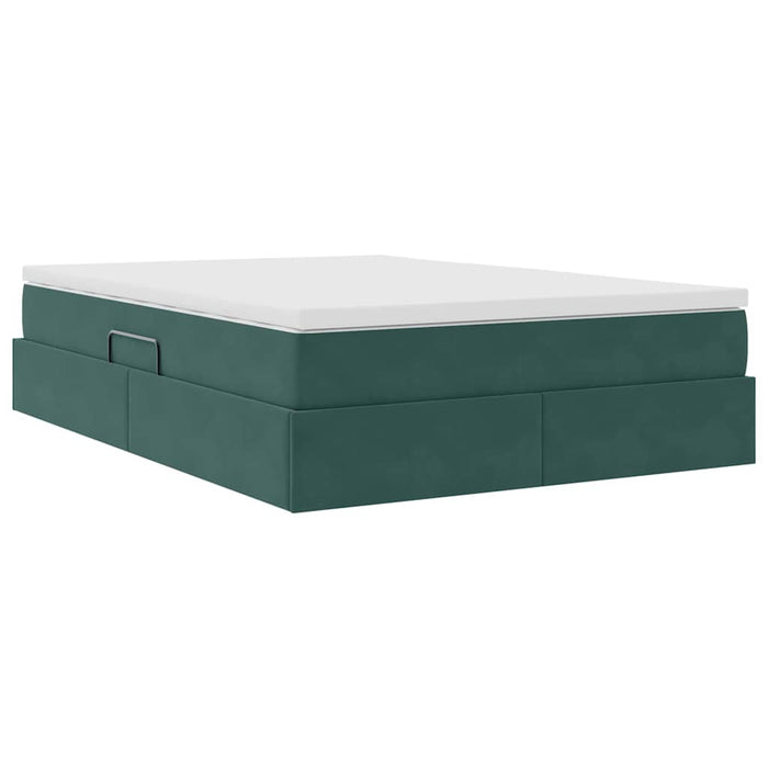Letto con contenitore e materasso Verde Scuro 140 x 200 cm