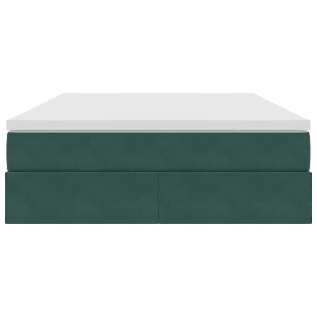 Letto con contenitore e materasso Verde Scuro 140 x 200 cm