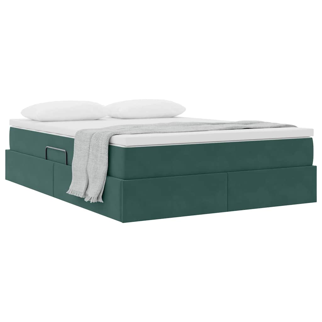 Letto con contenitore e materasso Verde Scuro 140 x 200 cm