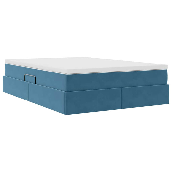 Letto con contenitore e materasso Blu Scuro 140 x 200 cm
