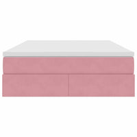 Letto con contenitore e materasso Rosa 140 x 200 cm Velluto