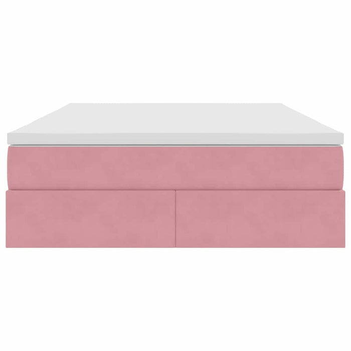 Letto con contenitore e materasso Rosa 140 x 200 cm Velluto