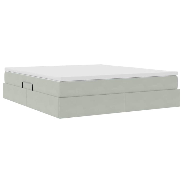 Letto con contenitore e materasso Grigio chiaro 160 x 200 cm