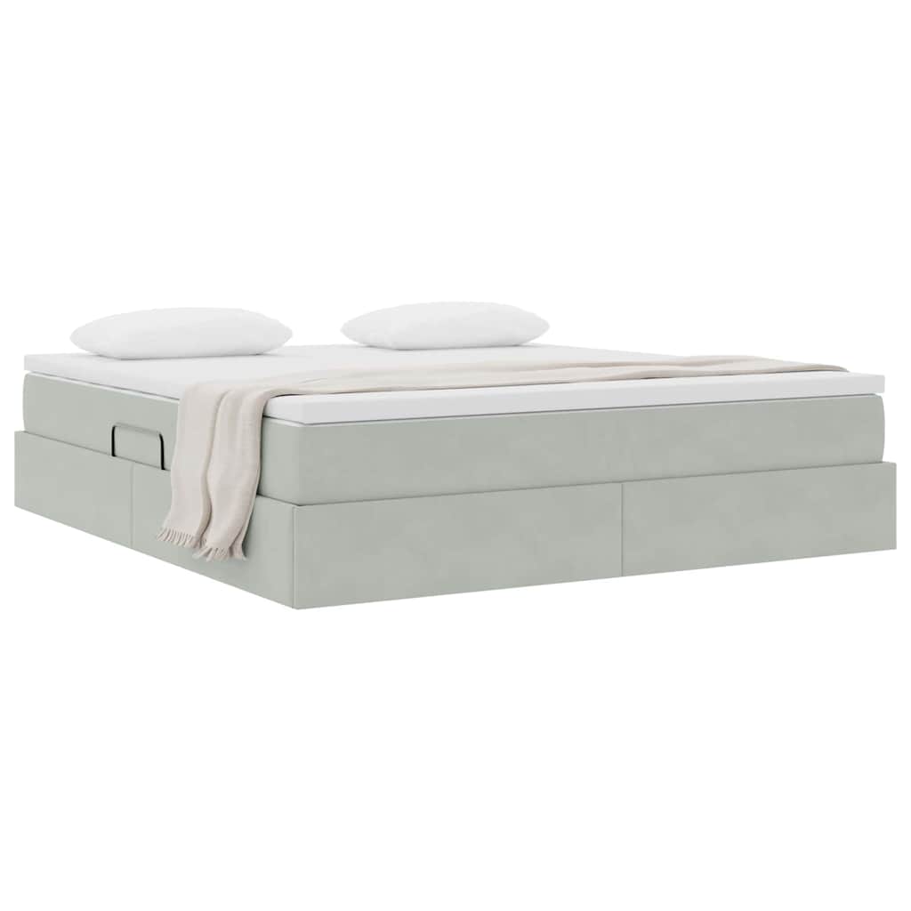 Letto con contenitore e materasso Grigio chiaro 160 x 200 cm