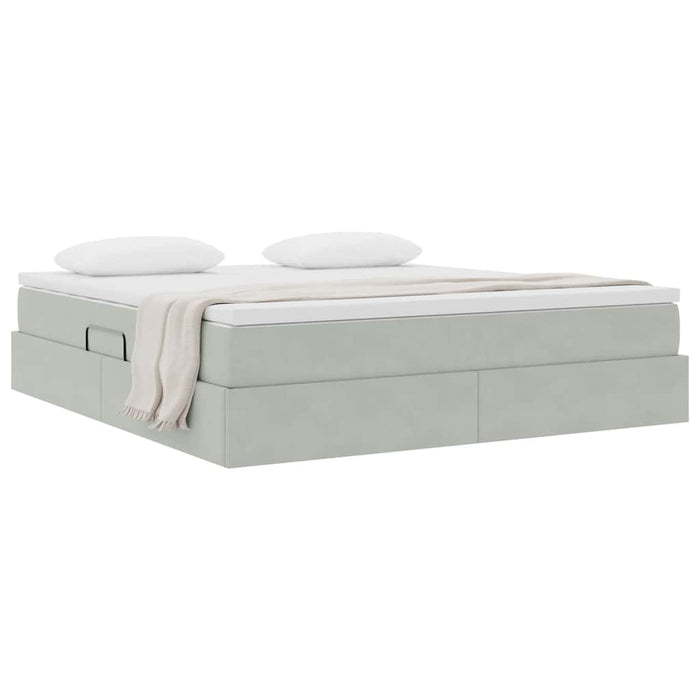 Letto con contenitore e materasso Grigio chiaro 160 x 200 cm