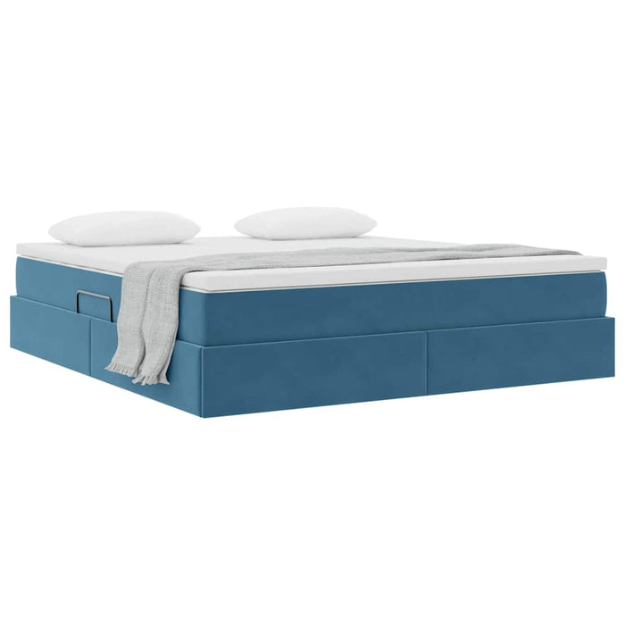 Letto con contenitore e materasso Blu Scuro 160 x 200 cm