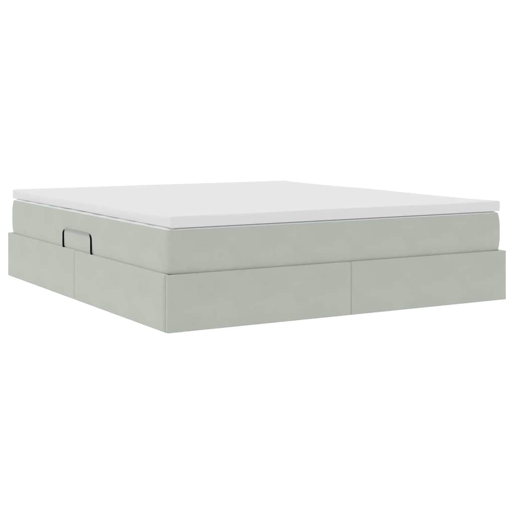 Letto con contenitore e materasso Grigio chiaro 180 x 200 cm