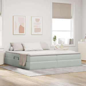 Letto con contenitore e materasso Grigio chiaro 200 x 200 cm