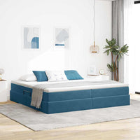 Letto con contenitore e materasso Blu Scuro 200 x 200 cm