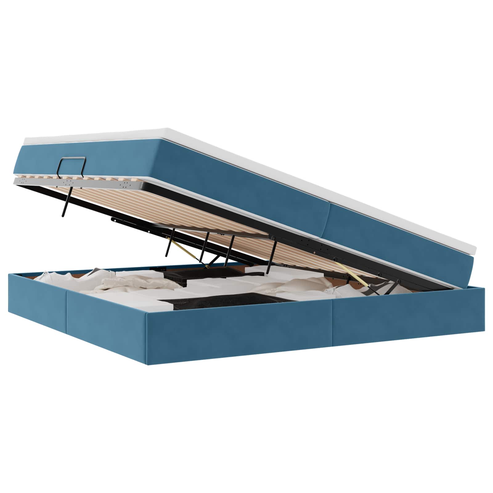 Letto con contenitore e materasso Blu Scuro 200 x 200 cm