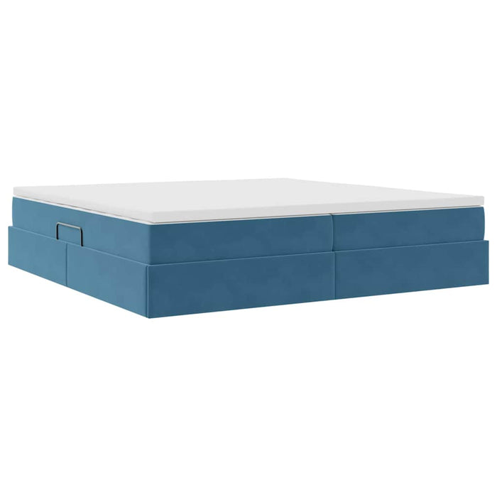 Letto con contenitore e materasso Blu Scuro 200 x 200 cm