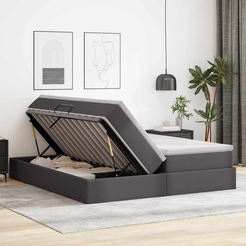 Letto con contenitore e materasso Grigio 180 x 200 cm