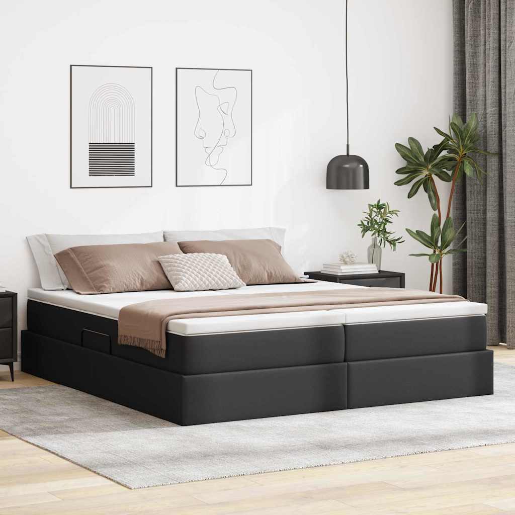 Letto con contenitore e materasso Nero 200 x 200 cm 3370345