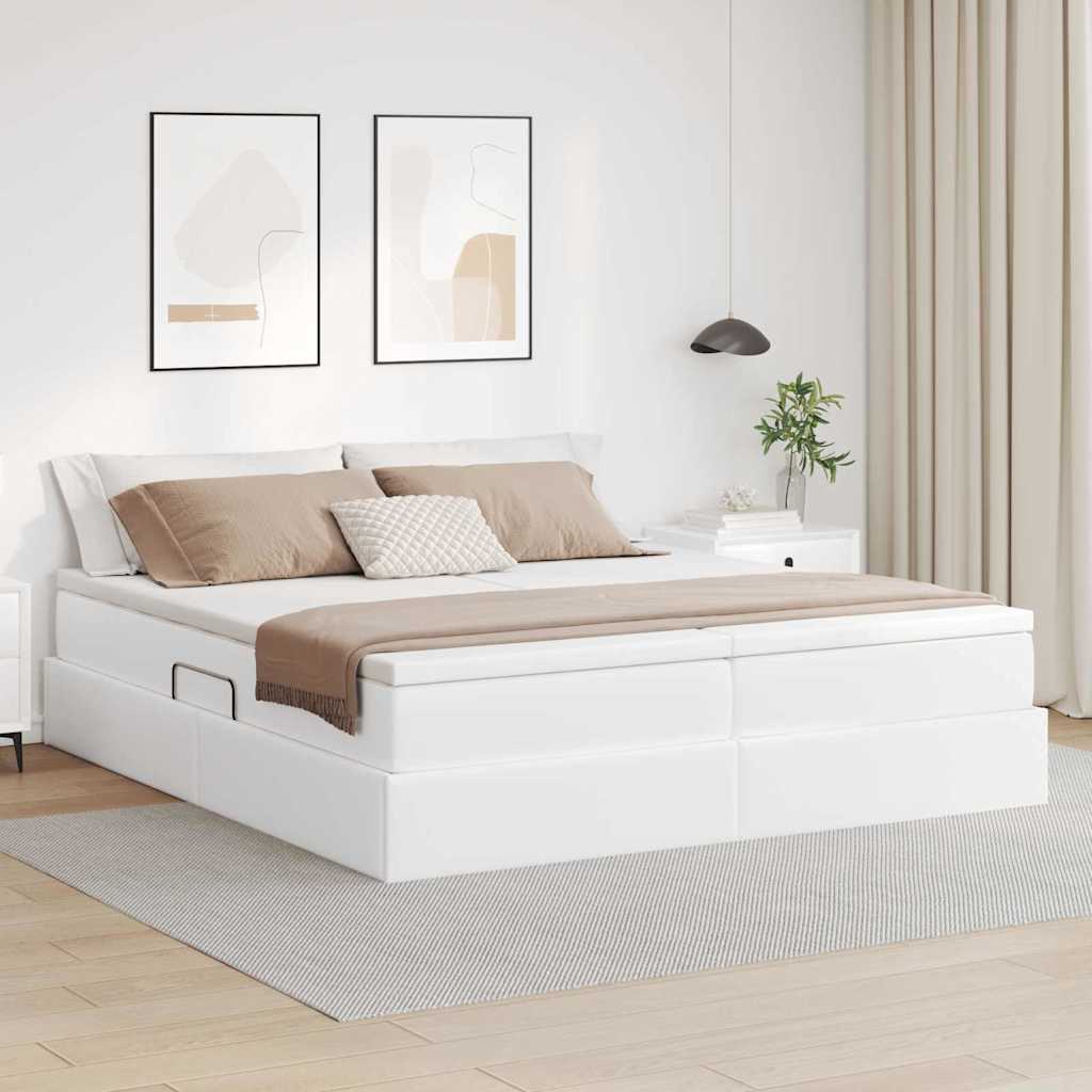Letto con contenitore e materasso Bianco 200 x 200 cm 3370346