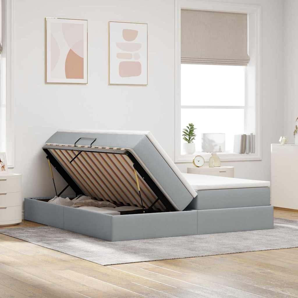 Letto con contenitore e materasso Grigio chiaro 180 x 200 cm 3370349
