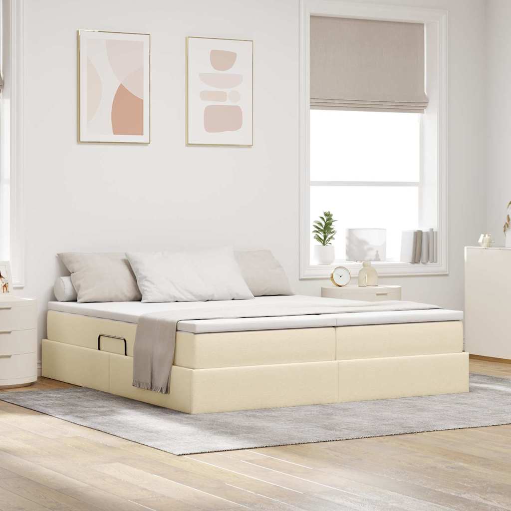 Letto con contenitore e materasso Crema 180 x 200 cm Poliestere 3370353