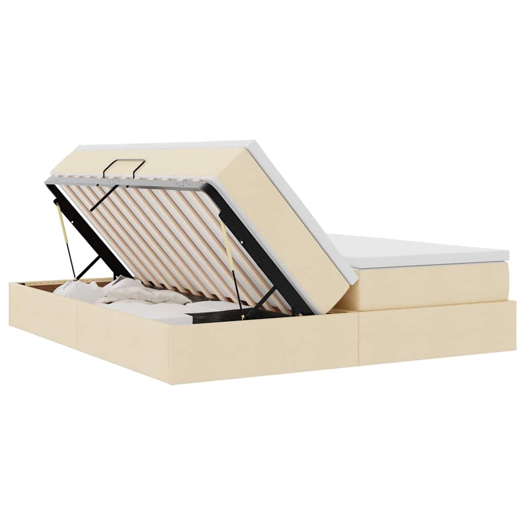 Letto con contenitore e materasso Crema 180 x 200 cm Poliestere 3370353