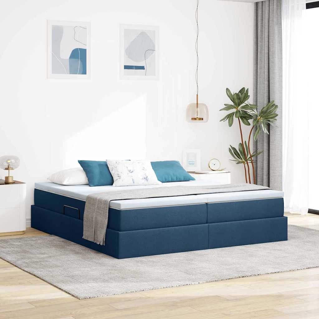 Letto con contenitore e materasso Blu 180 x 200 cm Poliestere 3370354