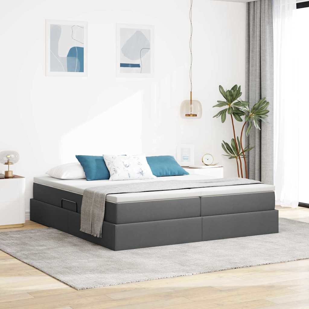 Letto con contenitore e materasso Grigio scuro 200 x 200 cm 3370356