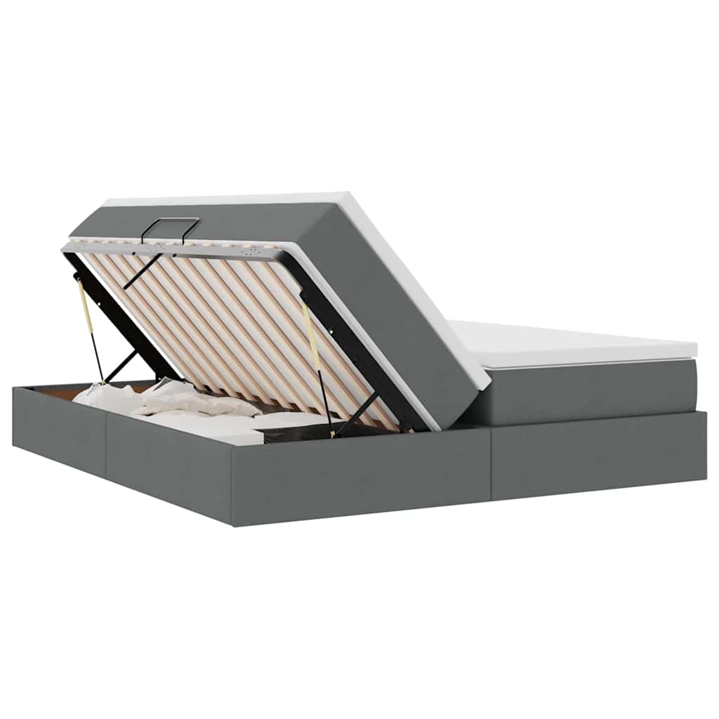 Letto con contenitore e materasso Grigio scuro 200 x 200 cm 3370356