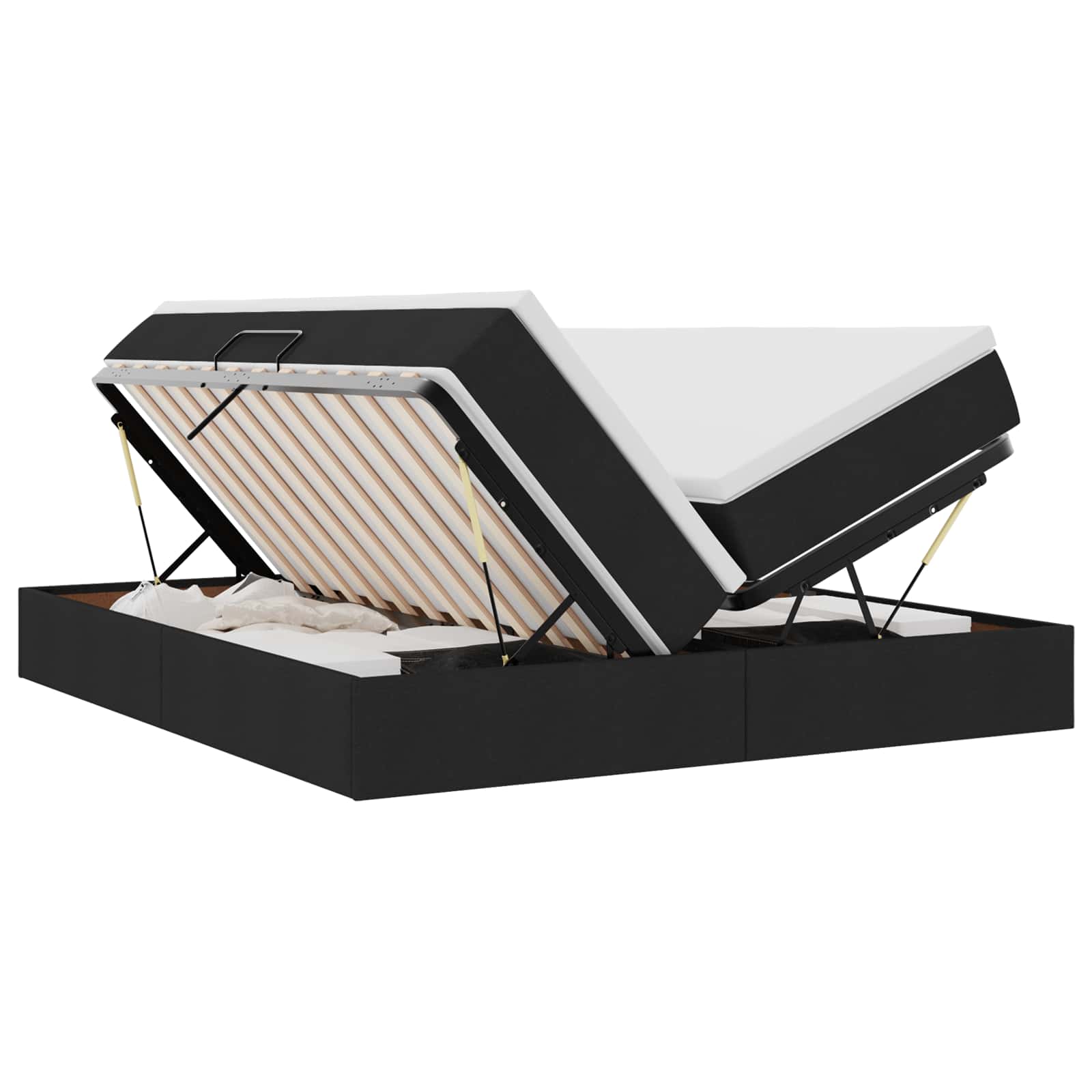Letto con contenitore e materasso Nero 200 x 200 cm Poliestere 3370357