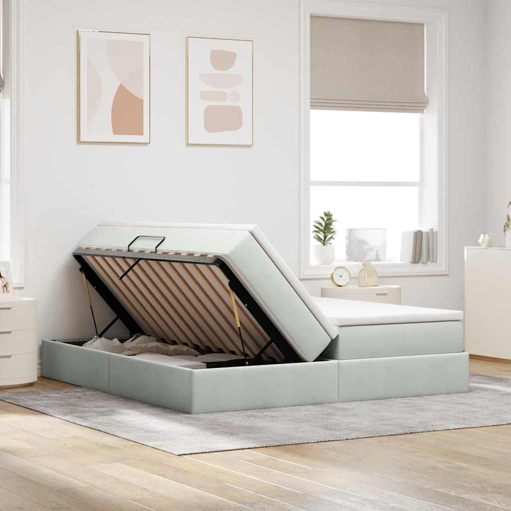 Letto con contenitore e materasso Grigio chiaro 180 x 200 cm 3370361