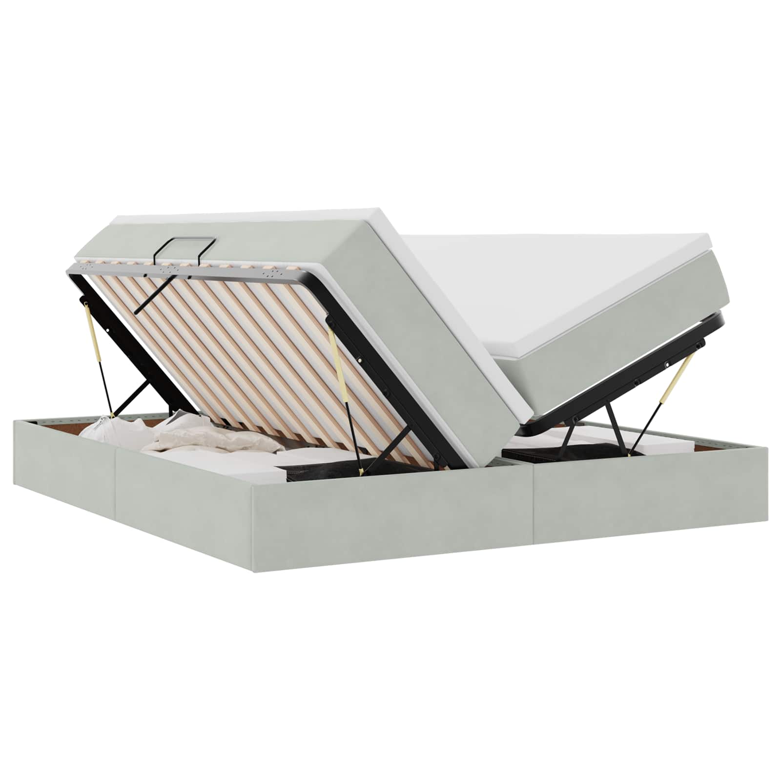 Letto con contenitore e materasso Grigio chiaro 180 x 200 cm 3370361