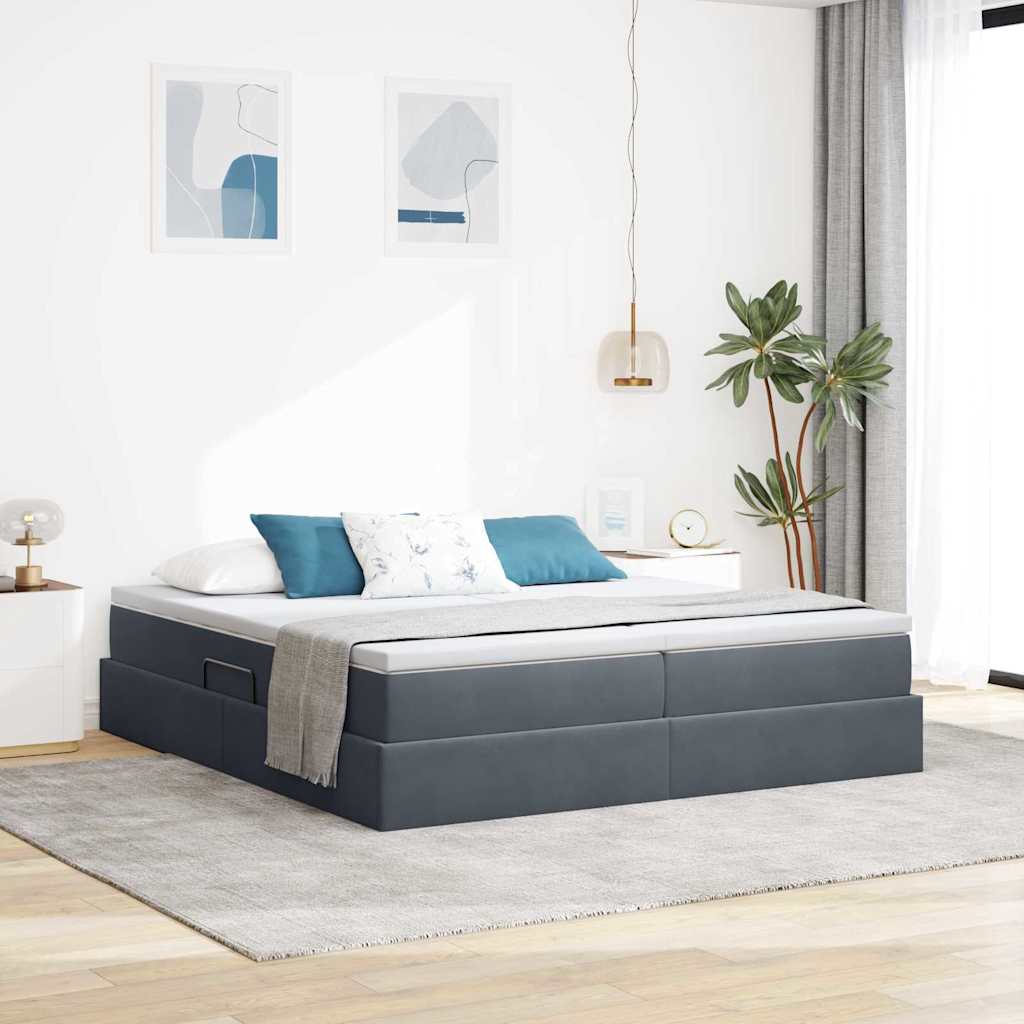Letto con contenitore e materasso Grigio scuro 180 x 200 cm 3370362