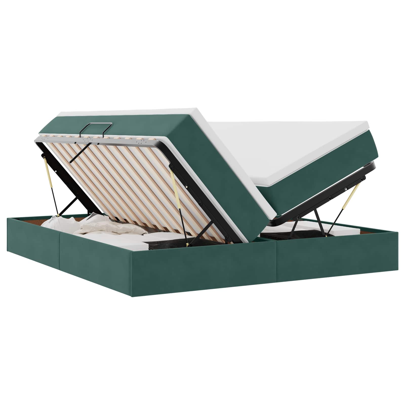 Letto con contenitore e materasso Verde Scuro 180 x 200 cm