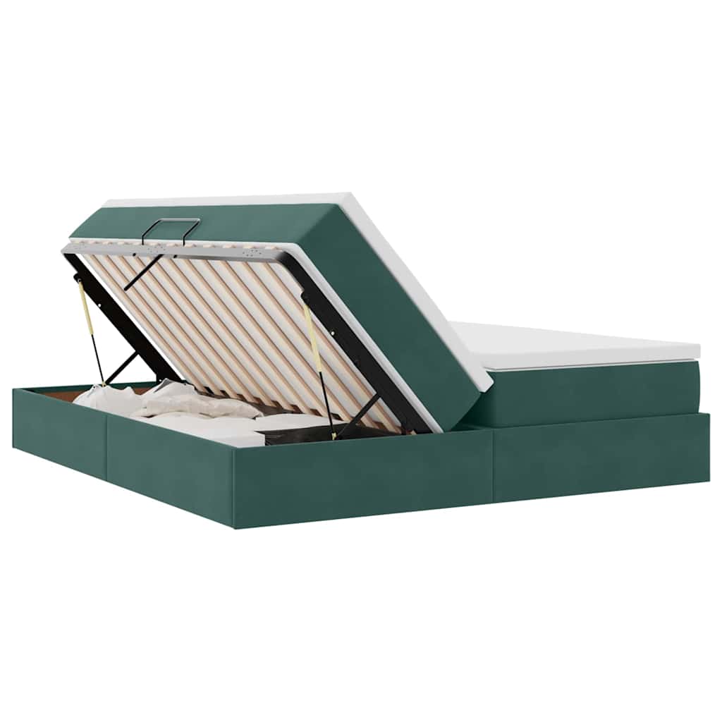 Letto con contenitore e materasso Verde Scuro 180 x 200 cm