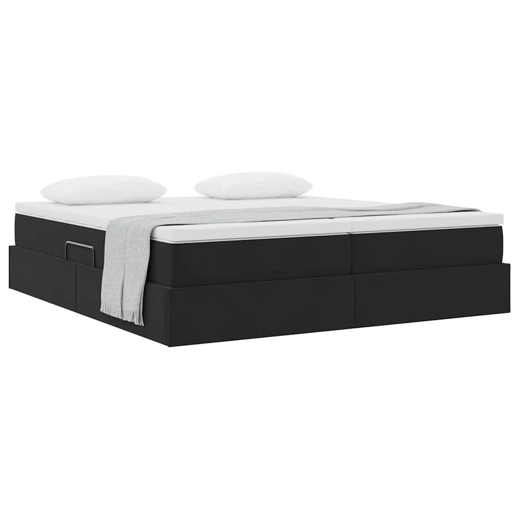 Letto con contenitore e materasso Nero 200 x 200 cm Velluto 3370369