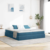Letto con contenitore e materasso Blu Scuro 200 x 200 cm 3370371