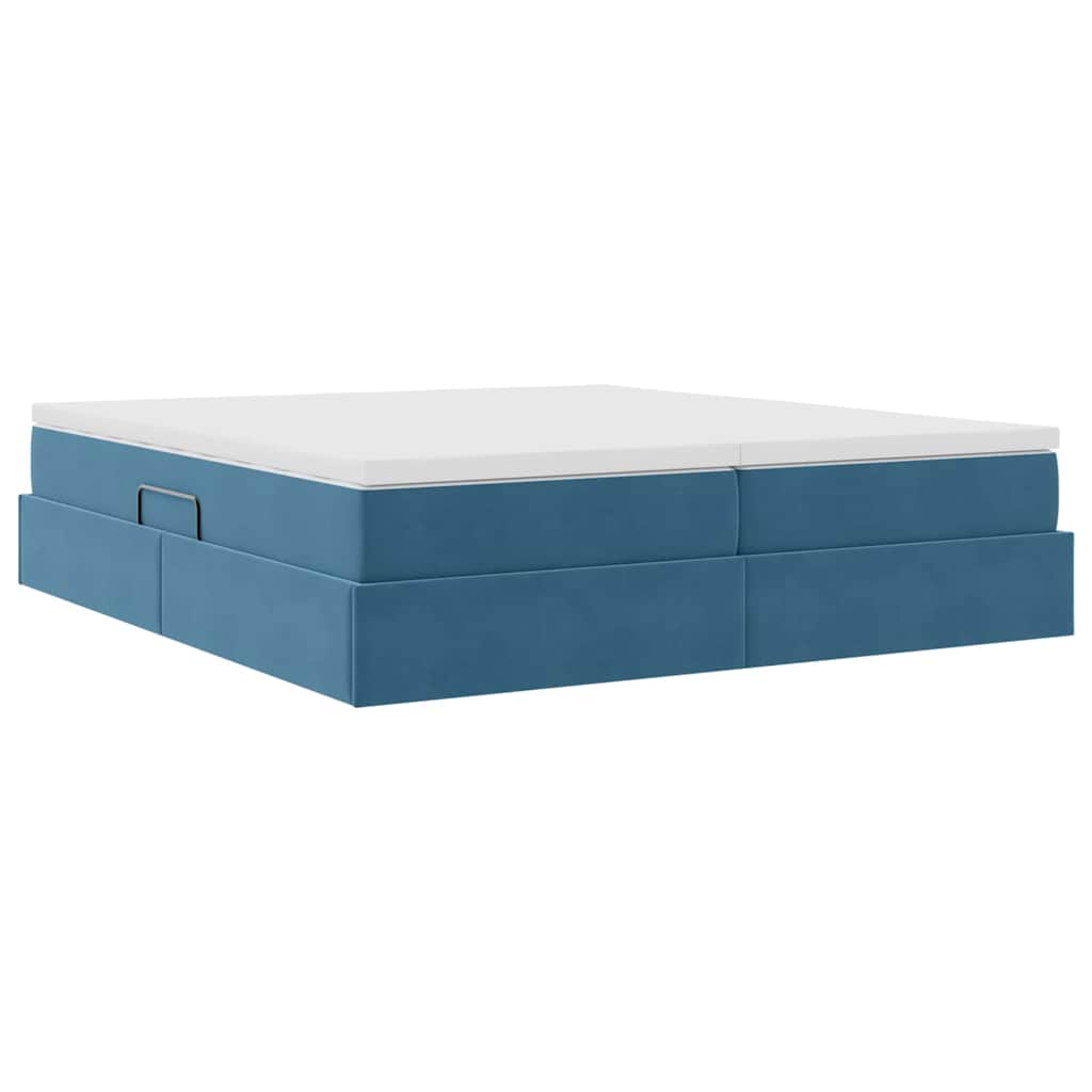 Letto con contenitore e materasso Blu Scuro 200 x 200 cm 3370371