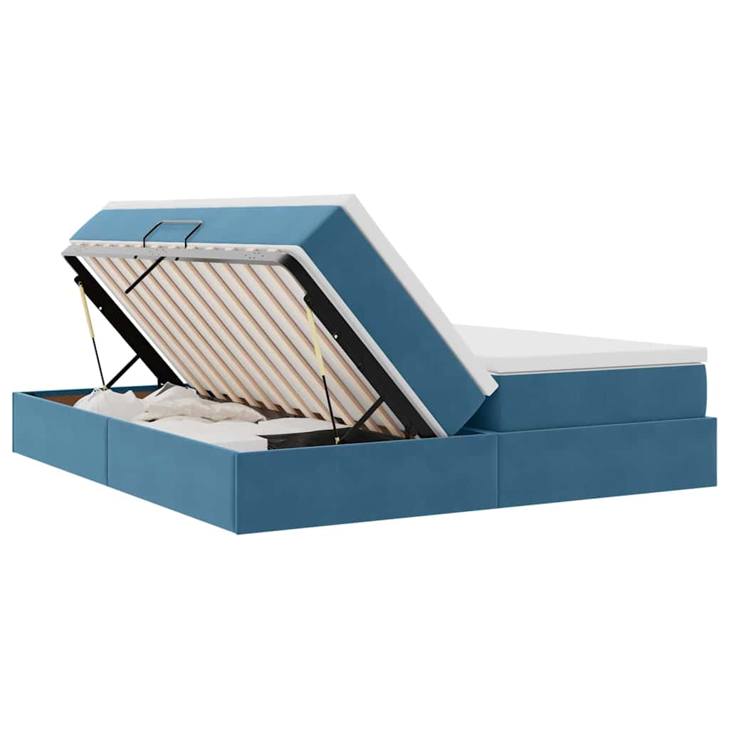 Letto con contenitore e materasso Blu Scuro 200 x 200 cm 3370371